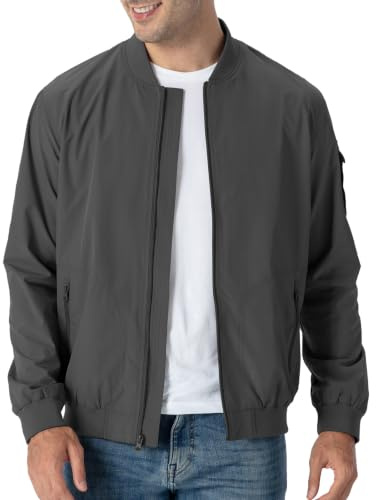 Rdruko Bomberjacke Herren Blouson jacke Übergangsjacke Leichte Fliegerjacke Herbst Male Freizeit Outdoor Jacken-Dunkelgrau XXL