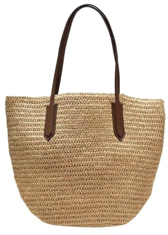 Acunny Stroh Handtasche Damen Große, Strohtasche Umhängetasche Reißverschluss Umhängetasche Strohtasche Korbtaschen Für Reisen Urlaub, Arbeit, Outdoor, Shopper