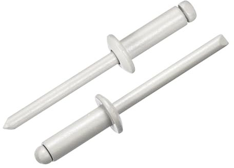 sourcing map Lot de 120 rivets aveugles en aluminium de 1,9 cm x 1,27 cm, poignée en aluminium et mandrin en acier, rivets longs fendus à tête bombée pour métal, meubles, automobile, gris