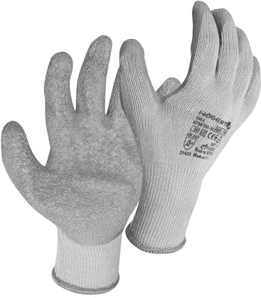 Högert Technik DILL guantes de protección recubiertos de látex, gris/azul, talla 10, resistentes al desgarro y a la perforación, ideales para trabajos de precisión en el entorno laboral