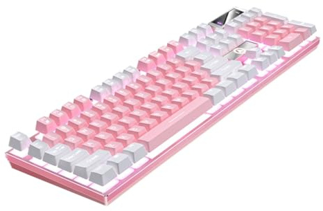 UKCOCO Clavier RGB 104 Touches - Éclairage LED RVB pour Jeux et Bureau - avec Drainage Arrière pour Sécurité Liquide - Ergonomique pour Confort Prolongé - pour Jeux Intensifs et Travail de Bureau