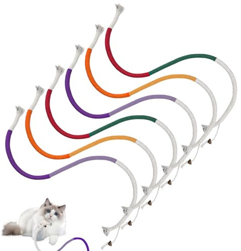 Cigrubo 6 Stück Katzen Zahnpflege, Kauspielzeug Katze, Zahnreinigung Katzenspielzeug Seil, Katzenbeißseil, Katze Seil Spielzeug, Interaktives Katzenspielzeug Beißseil für Katzen und Kätzchen(3 Farben)