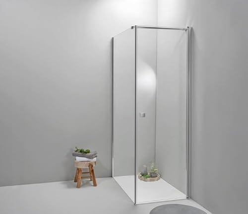 Box Doccia Angolare 100x80 cm - Cabina Doccia con Porta Battente, Vetro Temperato 6mm, Profilo Cromato e Chiusura Magnetica - Regolabile e Facile da Installare
