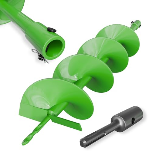 ZENIX Gartenbohrer Erdbohrer für Bohrer 150mm×800mm mit Sicherungsbolzen & Adapter,Mit normaler Bohrmaschine nutzbar, Erdbohrer für Pfahlbohrer Brunnenbohrer Aushubarbeiten, Zaunbau und Garten.