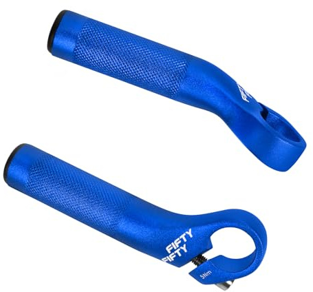 FIFTY-FIFTY Cykelstyre, barändar, cykel, aluminiumlegering styrhörn MTB (110 mm, blå)