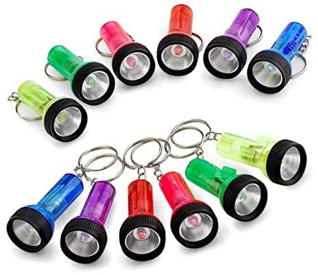 TOYANDONA 12 pièces Lot de Mini Lampes de Poche LED Porte Clés Compactes Résistantes Couleurs Mixtes pour Camping Randonnée et Usage