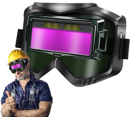 Mppchhn Welding Goggles - Wide Shade Wrap-Around Protection Welding Lens,Comfortable Automatic Adjustments Welder Safety Goggles for Adults