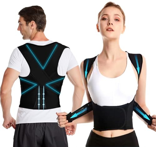 Posture correction belt for men and women, back support posture correction belt with breathable adjustable shoulder straps for improved lumbar support belt, back support to prevent hunchbacks