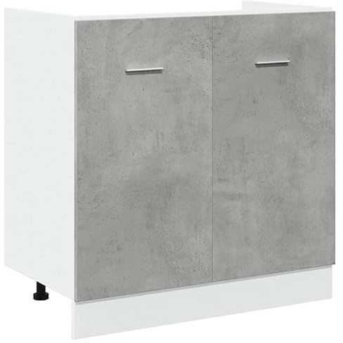 Elegans diskbänksunderskåp Lyon 80 x 46 x 81,5 cm – köksunderskåp av trämaterial i betonggrå – snygg och platsbesparande för moderna kök
