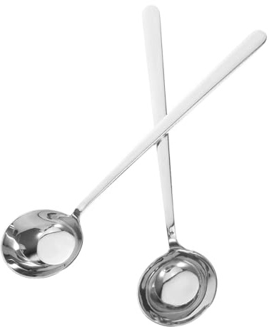 LABRIMP 2 Pièces Louche à Soupe Inox Cuillère Ronde à Fond Incliné Manche Ergonomique Antidérapant Résistante et Compatible Lave- pour Cuisine Maison et Professionnelle