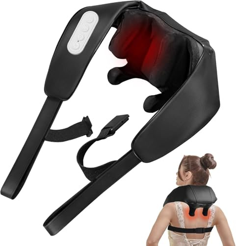 BIBIRE Appareil de massage du cou avec fonction chauffante, masseur Shiatsu 4D de tissus profonds, pour les épaules, les jambes, le corps, soulagement de la douleur, utilisation à la maison, au bureau