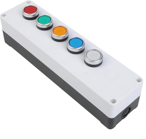 Yuanpgky Wasserdichter Druckknopfschalter, 22 mm, IP65, 10 A, 440 V, selbstsichernd, mit ABS-Metallgehäuse für elektrische Anwendungen zu Hause und im Garten (1)