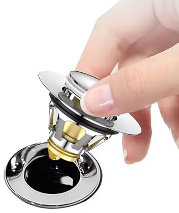 Nexis Universal Sink Plug Replacement 34–45mm – Bathroom Pop Up Basin Plug with Built-In Strainer – Anti-Rust Brass Sink Stopper for Wash Basin, Vanity & Bath