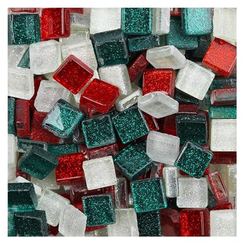 Selbstklebende Mosaikfliesen 50 STÜCKE Diy Mix Farbe Glitter Glas Mosaik Steine ​​Mosaik Fliesen Kiesel Handwerk Material Puzzle for Machen arte(Color 6)