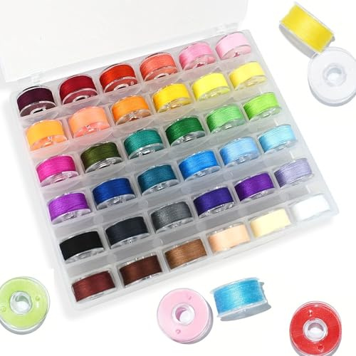ZYQUES 36 Farben Spulen für Nähmaschine, Vielseitige Nähgarn Set Garn Nähmaschine Zubehör mit Aufbewahrungsbox für Brother Babylock Janome Und Den Meisten Heimnähmaschinen