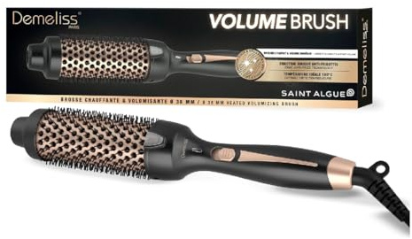 Demeliss – Brosse Chauffante Volumisante – Effet Brushing Souple, Volume Racine – Accessoire Ionique Anti-Frisottis – Coiffe Cheveux Secs - Température 180°C – Coiffure Aérienne, Brillance
