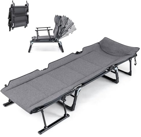 COSTWAY Sonnenliege klappbar, 3 in 1 Gartenliege mit Kopfstütze, Verstellbarer Rückenlehne, Liegestuhl bis 200 kg belastbar, Campingliege, Klappbett für Garten, Camping, Büro