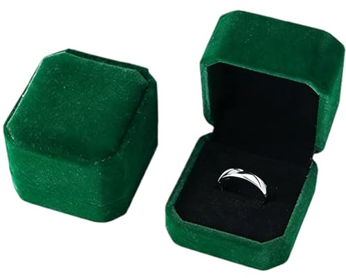 ROVENLIFEGO Velvet Ring Box, Green | Engagement Ring Box, Wedding Ring Box, Jewellery Gift Box, For Rings Earrings Proposal Wedding Travel Women Men