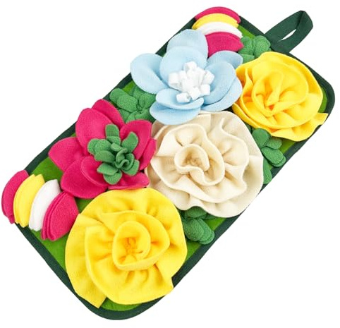 AwnsIMfreien Fodskapsmatta, blomma snuffelmatta för kaniner marsvin med halkfri botten, interaktiv matningsleksak för kaniner igelkottar små husdjur (färgglad), kaninfoder