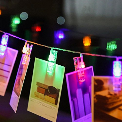EONANT LED-Foto-Clip, 20 LED-Foto-Schnur-Lichter Batterie betrieben für Haus/Partei/Weihnachtsdekor (Mehrfarbig)