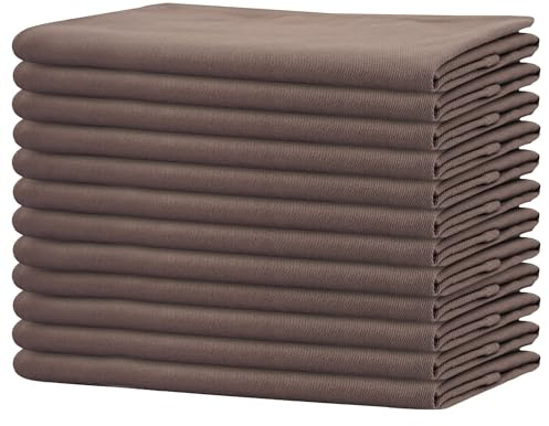 Sweet Needle - Paquete de 12 - Servilletas de Gran tamaño 100% algodón 45 CM x 45 CM (18 x 18), Stone Gray - Tela Gruesa para Uso Diario con Esquinas Redondeadas