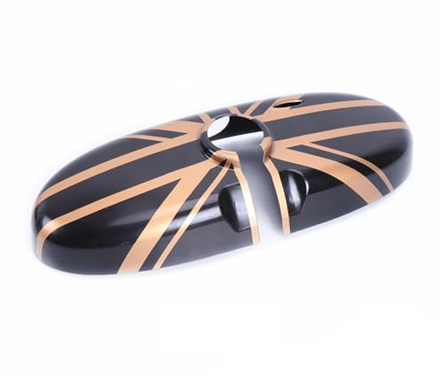 Heinmo Car Interior Rearview Mirror Cover Cap Shell for MN Cooper Clubman Countryman Paceman R55 R56 R57 R58 R59 R60 R61 2006-2015 Union Jack Stickers (Gold Jack)