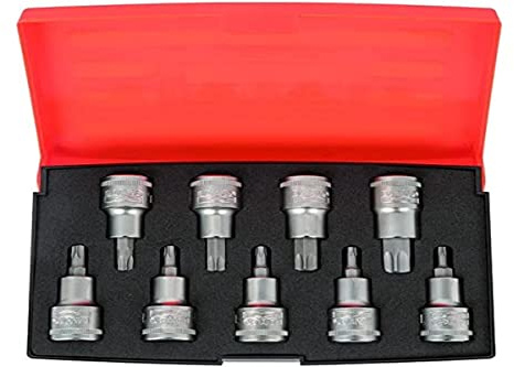 Juego Vasos 1/2 | Juego de 9 llaves de vaso TORX | Tamaños TX20 a TX60 | Casquillos de 1,27 cm | Acero de aleación de alto rendimiento