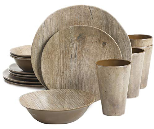 Gibson 16 pc Melamina de plástico con Aspecto de Madera
