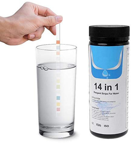 Easy-topbuy 14 En 1 Analisis Agua, Prueba Agua Potable Tiras Reactivas PH Piscinas para Prueba Dureza, PH, Bromo, Nitrato, Etc, 1 Paquete (50/100 Piezas)