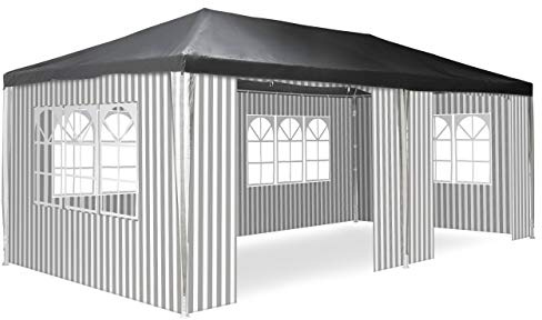 Pavillon 3x6 m in PE Plane + Seitenteile Partyzelt Gartenzelt Sonnenschutz (Anthrazit)