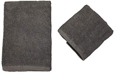 Maison sucrée Asciugamano Viso più Asciugamano ospite in Spugna Puro Cotone da 450 gr/Metro Quadro, Pietra