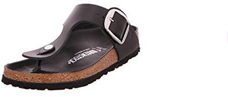 Birkenstock Unisex Gizeh Big Buckle Black, Natural Leather Flip Flops, Schwarz, 37 EU