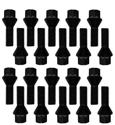 TRACER 20 bulloni neri per ruota M14 x 1,25 28 mm compatibili con BMW