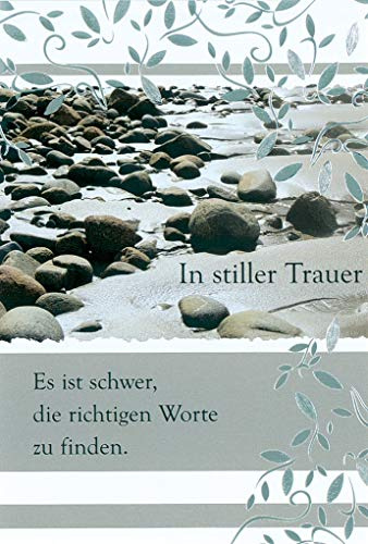 bsb Trauerkarte zur Beerdigung - liebevolle Beileidskarten mit Umschlag - Trauerkarte hochwertig mit Strand-Motiv - Herzliches Beileid Karte Trauer - Kondolenzkarte in 11,5 x 17,0 cm