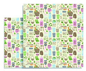 Nuts Bienenwachstücher für Lebensmittel I Zero Waste Dekor 2er Set I Wiederverwendbare Wachstücher I Beeswax Wrap I Bienenwachstuch I Alternative zur Frischhaltefolie | 100% Baumwolle