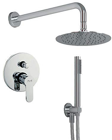 OGOMONDO Kit Doccia Tondo 1 Completo di Soffione Doccetta e Miscelatore con Deviatore Hope