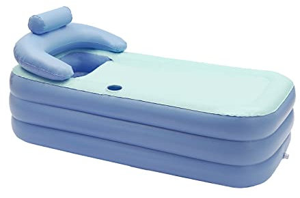 Aufblasbare Badewanne Für Erwachsenen, Pvc Faltbare Tragbare Badewanne, Blau/Pink/Himmelblau, Warme Aufblasbare Reise Badewanne (Farbe: Himmelblau (hellblau))