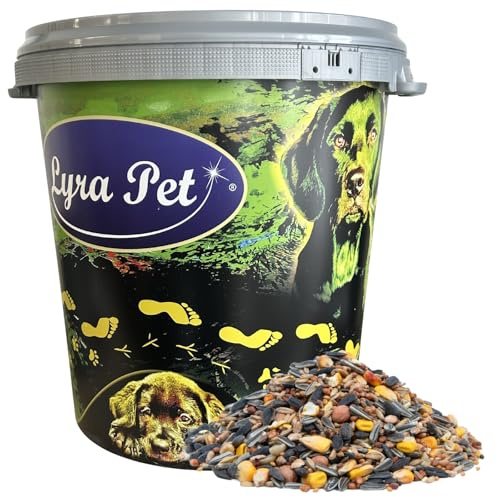 Lyra Pet® 10 kg Streufutter aus der ALB-MÜHLE Allzweck-Mix in 30 L Tonne | Ganzjähriges Vogelfutter für Gartenvögel - Hochwertige Zutaten - Geeignet im Sommer & Winter - Ideal für Futterspender
