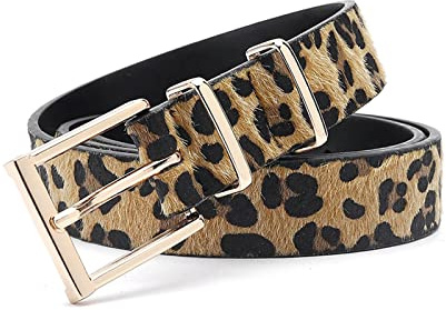 Elegantyl Damen Gürtel Damen Leopard Muster Jeans Gürtel Gold Metallschnalle Gürtel für Damen Bekleidungszubehör