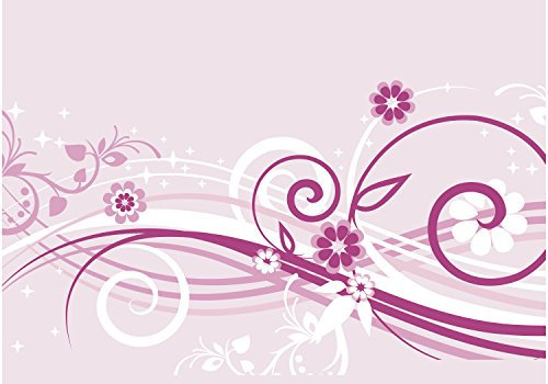 wandmotiv24 Fototapete Annabelle Floral Blüten, 200 x 140cm - selbstklebende Strukturtapete, Wanddeko, Wandbild, Wandtapete, Blumen, Ranken, rosa M0063