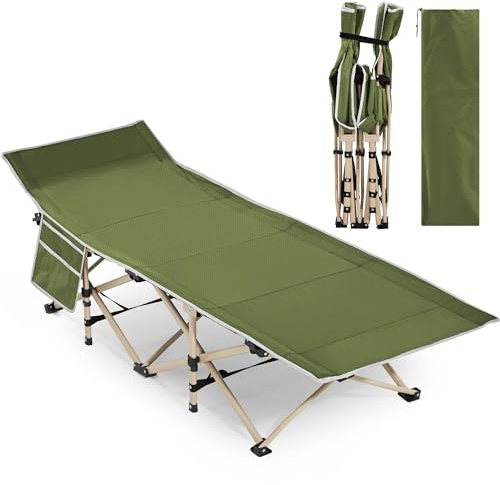 Yaheetech Feldbett Gästebett Campingbett klappbar mit Transporttasche | bis 150kg belastbar, 186 x 66 x 52 cm, Grün