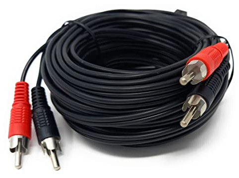 DRUT 10 m RCA vers RCA Phono Twin Jack vers Jack Câble Audio Stéréo Cordon de Câble Compatible avec CD/DVD/Amplificateur/HiFi/DJ Mixer/Platine 33ft Connecteurs en Nickel Noir