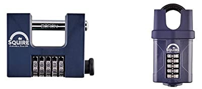 Squire Heavy Duty Padlock - Toughest Rotating & Closed Shackle - 5 Wheel Combination Block Padlock