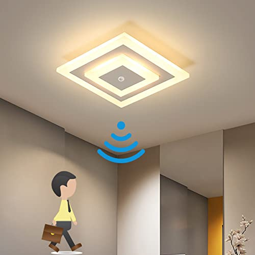 TRUYOK LED Deckenleuchte Deckenlampe mit Bewegungsmelder Modern Deckenbeleuchtung 16W Flur Lampe mit Bewegungssensor 3000K Decken Light mit Sensor für Balkon Hotel Garage Treppe Gang Waschküche (b)