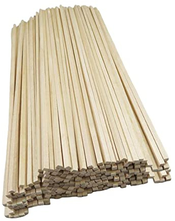 F Fityle 100 x Unbehandelte Holzstäbchen, Holzstäbchen Eckig zum Basteln, Bastelstäbe Holz Dünn für Basteln, Werken, Makramee Holzstab, Holzbearbeitung, Gebäudemodell, Heimgartendekoration, 300mm