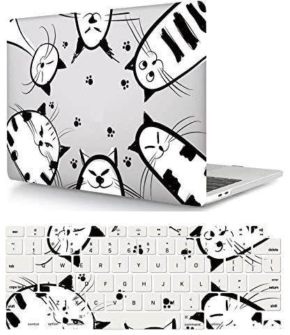 Laptop Hülle für MacBook 12 Zoll Modell A1534 mit Retina Display 2017 2016 2015 Freisetzung, Plastik Schützend Hartschale Case Cover & Tastaturschutz, Katzen