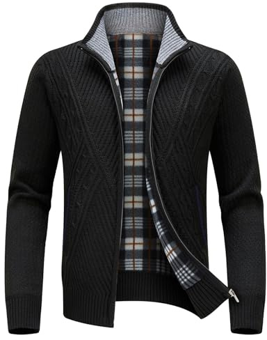 KUDORO Strickjacke Trachtenjacke Herren Cardigan mit Reißverschluss