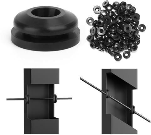 Muzata 300 Pack Black Cable Railing Rubber Grommets for Level & 25 30 35 Degree Angle Stairs 1/8 5/32 3/16 Wire Rope Protector Sleeves Deck Cable Railing Hardware Kit Metal Posts CB28