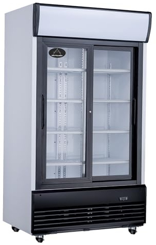 A&S Polarny Flaschenkühlschrank mit Glastüren 1000 L 1200x730x2036 mm, weiß, Schiebetüren