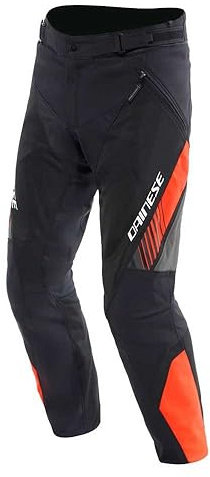 Dainese - Drake 2 Air Absoluteshell Pants, Wasserdichte Motorradhose, belüftet, mit abnehmbaren Knieschonern, Mann, Schwarz/Rot-Fluo, 44